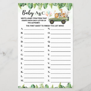 Flyer Safari Animales Baby ABC Tarjeta de juego para Bab