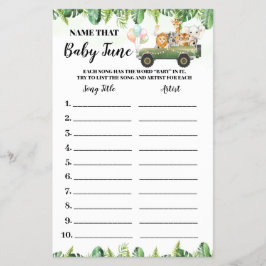 Flyer Safari Animales Nombra tarjeta de juego Baby Tune