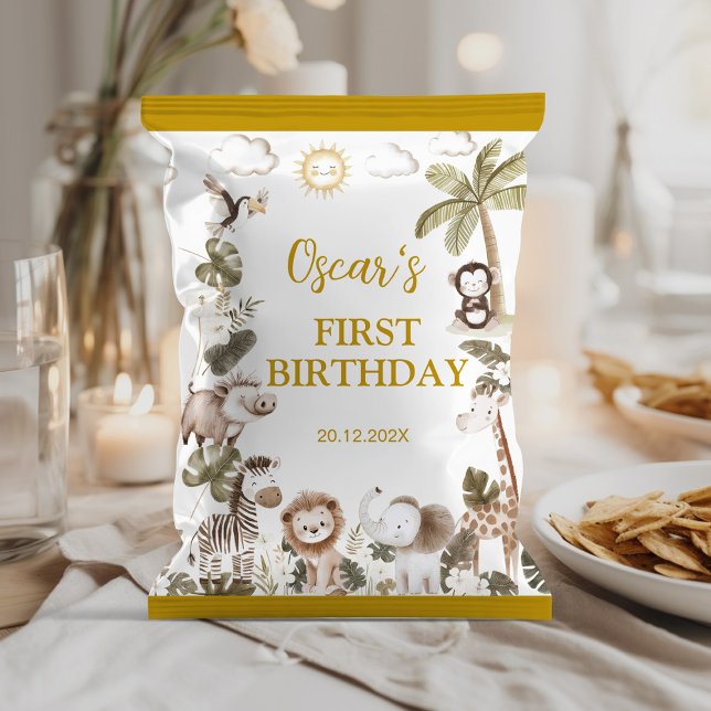 Flyer Safari Animals Birthday Party Chip Bag Wrapper (Subido por el creador)