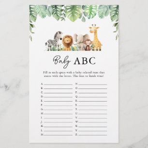 Flyer Safari Baby Shower Game - Baby ABC