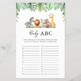 Flyer Safari Baby Shower Game - Baby ABC