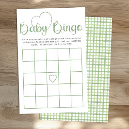 Flyer Sage Green Baby Shower Bingo Game Card