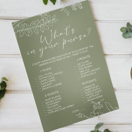 Flyer Sage Green Flowers Game Whats In Your Purse
