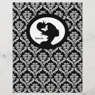 Flyer Salon Butterfly Woman Silhouette Black White