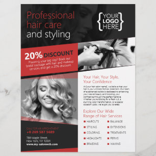 Flyer Salón de Belleza Black and Red, Peluquero