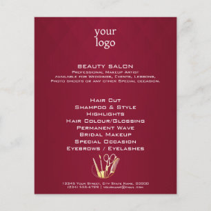 Flyer Salón de Belleza Burgundy Wine & Golden