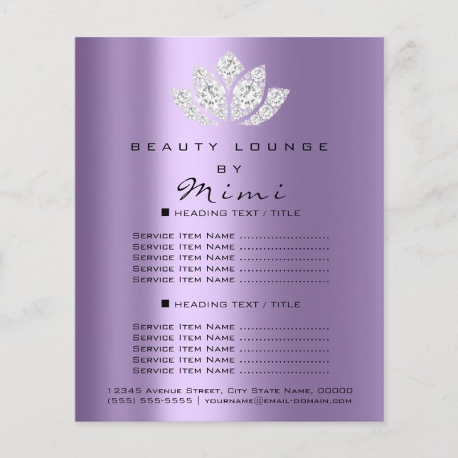 Flyer Salón De Belleza De Maquillaje De Lotus Lanza Púrp (Frente)