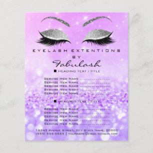 Flyer Salón de belleza de maquillaje Purpurina de plata