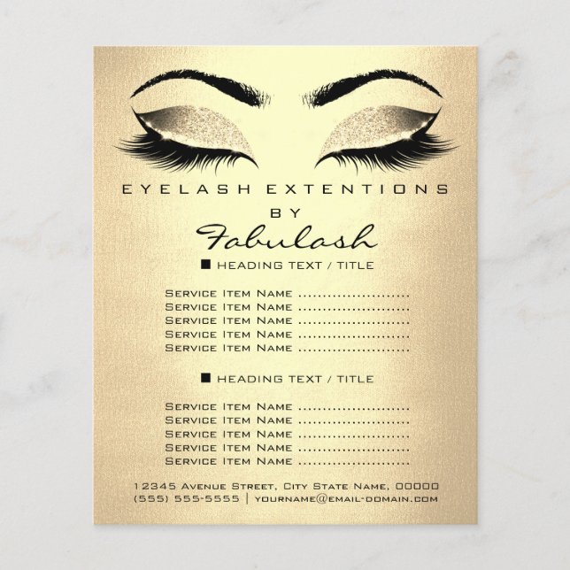 Flyer Salón de belleza de maquillaje Purpurina Precios d (Frente)