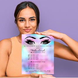 Flyer Salón De Belleza De Maquillaje Rosa Holograph Rosa
