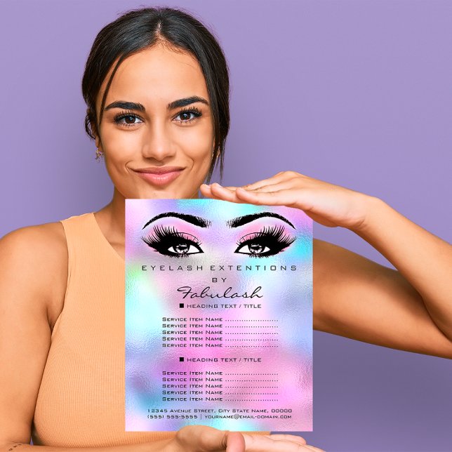 Flyer Salón De Belleza De Maquillaje Rosa Holograph Rosa (Pink Makeup Beauty Salon Rose Holograph Ombre Flyer)