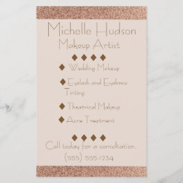 Flyer Salón de Belleza de Maquillaje Rose Gold