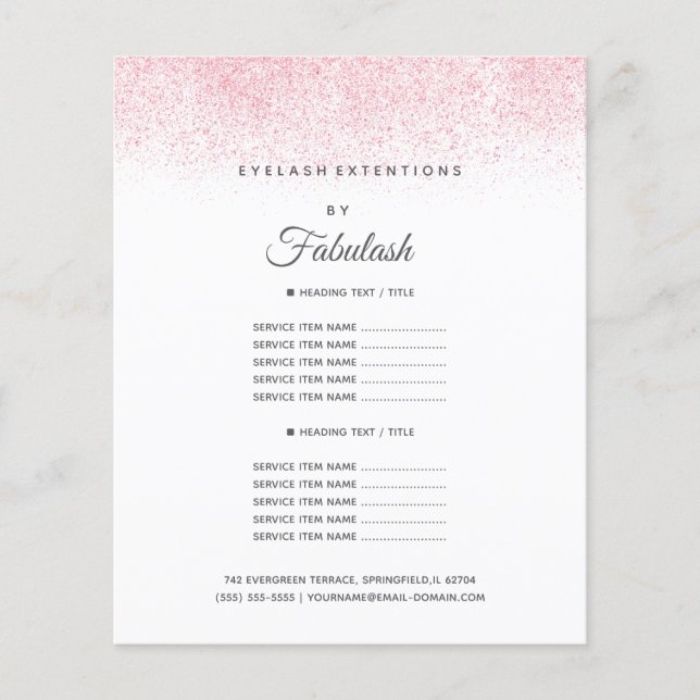 Flyer Salón de belleza de Purpurina rosa Lite (Frente)