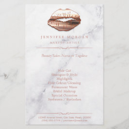Flyer Salón De Belleza De Tejido De Mármol Rosa Gold 3D
