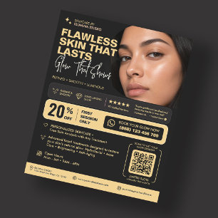 Flyer Salón de Belleza Elegante Clínica Estética Negra