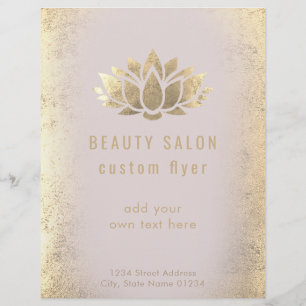 Flyer ・Salón de belleza floral de Relieve metalizado de