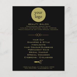Flyer Salón de Belleza Golden and Black
