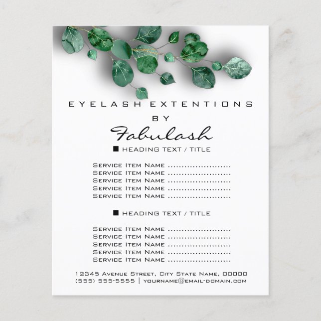 Flyer Salón de belleza Makeup Woodland Eucalyptus Organi (Frente)