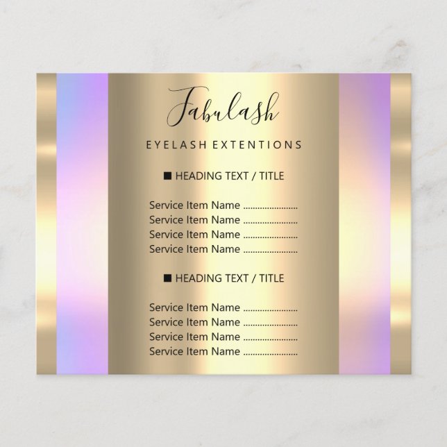 Flyer Salón de Belleza Maquillaje Dorado Rosado Uñas de  (Frente)