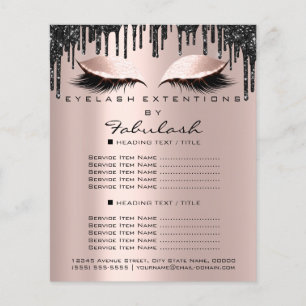 Flyer Salón de Belleza Maquillaje Rosa Negro Drips Pesta