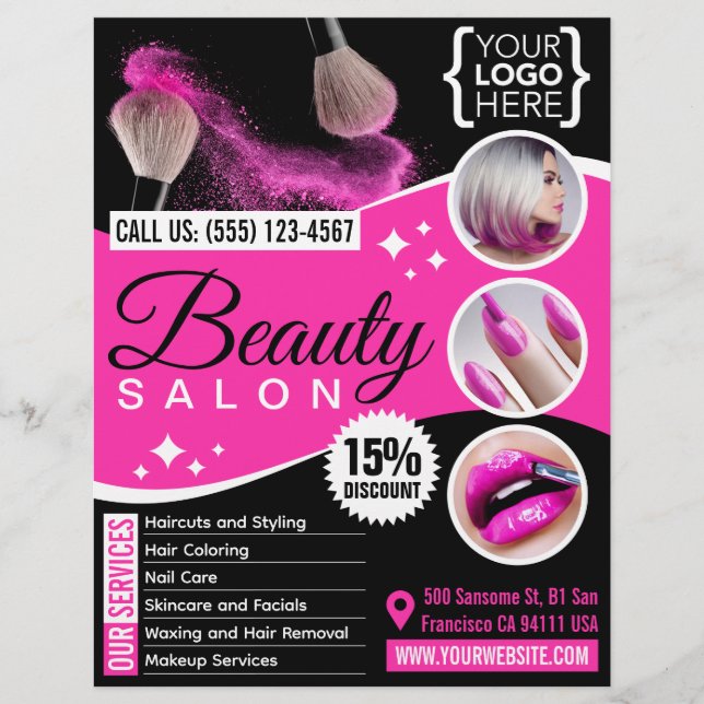 Flyer Salón de belleza / Peluquería / Salón de pelo (Frente)