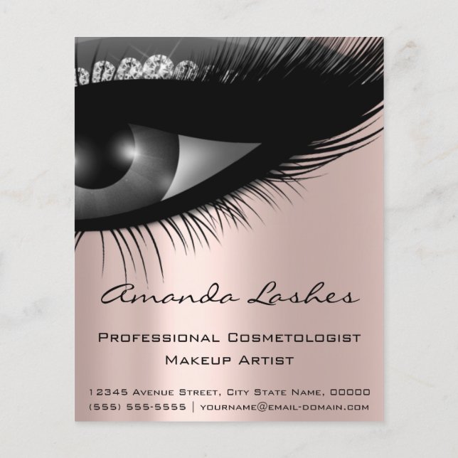 Flyer Salón de belleza Rosa gris rosa de maquillaje (Atrás)