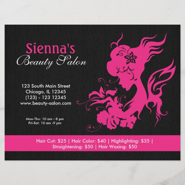Flyer Salón de belleza (rosa profundo) (Frente)