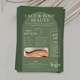 Flyer Salón de Belleza Spa al Estilo Bohemiaco Verde Sal