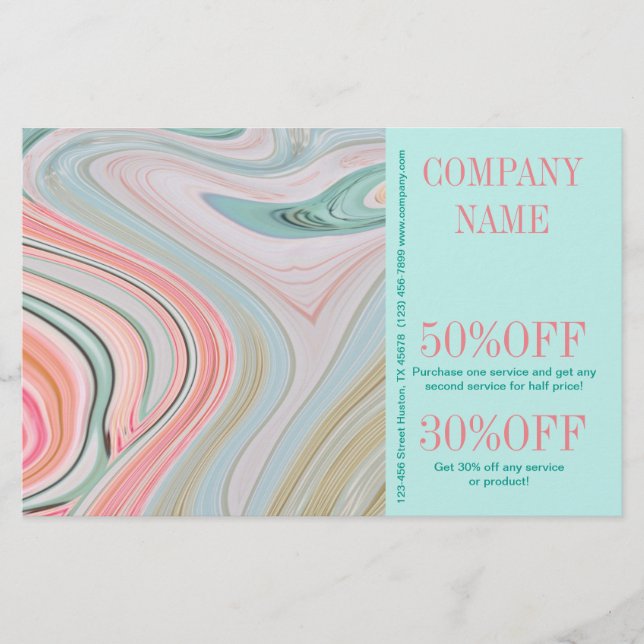 Flyer salón de belleza SPA cabello uñas acuarela coral m (Frente)