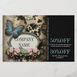 Flyer Salón de belleza SPA mariposa floral vintage de Pa
