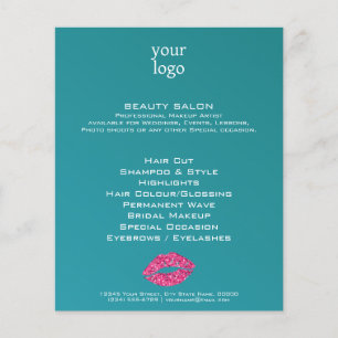 Flyer Salón de Belleza Teal Green Lips