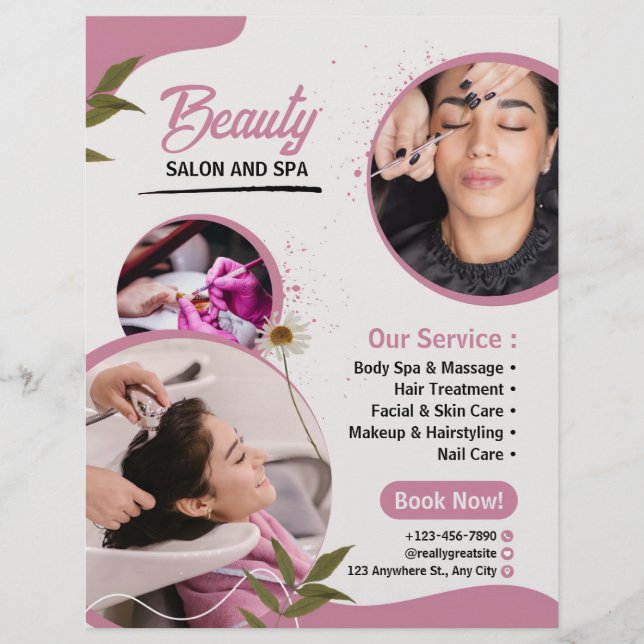 Flyer Salón de belleza y Spa Promoción profesional (Frente)