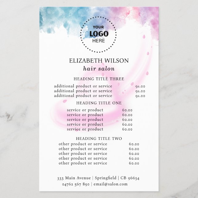 Flyer Salón de lujo con brillo púrpura (Frente)