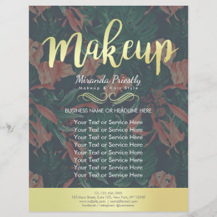 Flyer Salón de maquillaje elegante de estilo tropical fl