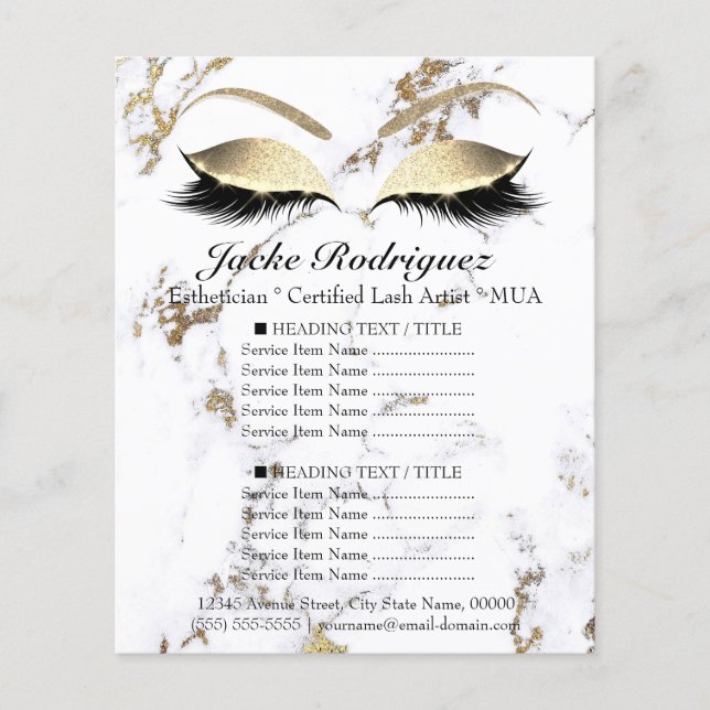 Flyer Salon de maquillaje Marble Ojo Blanco Precio Volan (Frente)