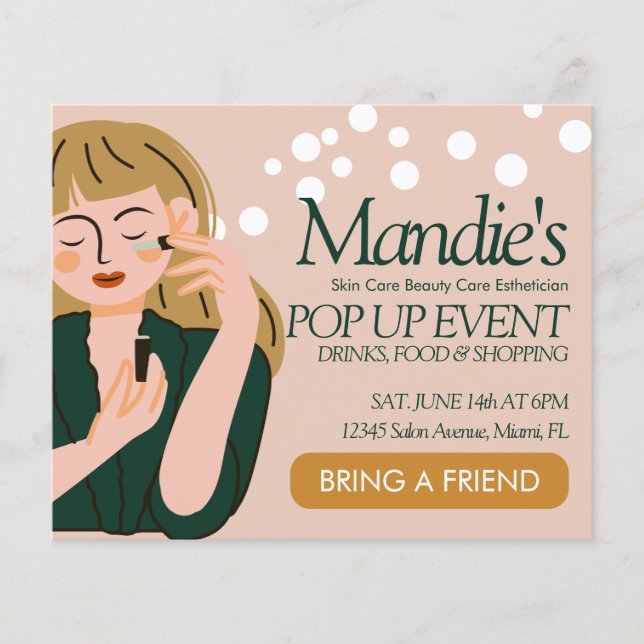 Flyer Salón de negocios esteticista Pop Up Beauty Event (Frente)