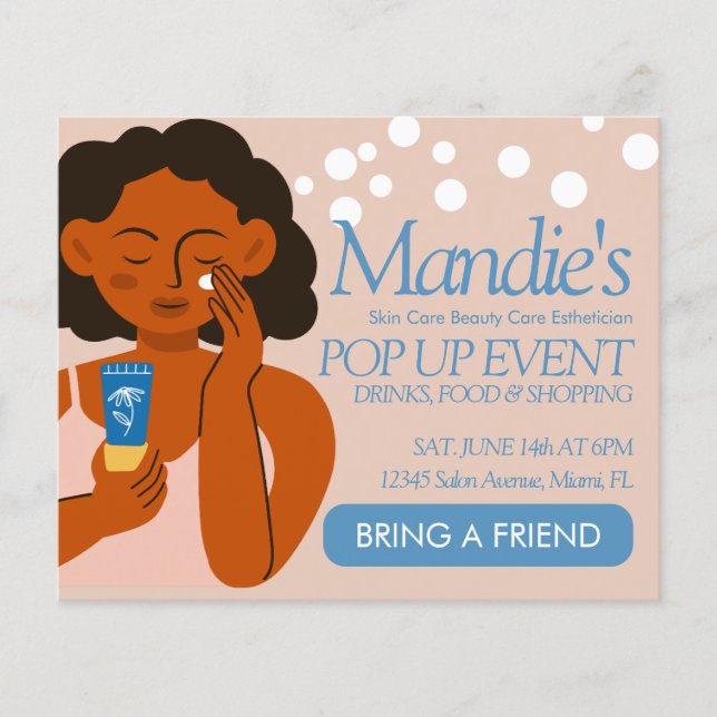 Flyer Salón de negocios Estético Evento Pop Up Azul (Frente)