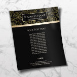 Flyer Salón de Patrón Floral de Lujo Negro y Oro & Spa<br><div class="desc">Salon & Spa Brochures Black & Gold Floral Pattern de lujo.</div>