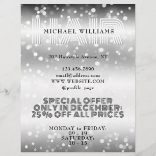 Flyer Salón de pelo brillante purpurinoso falso