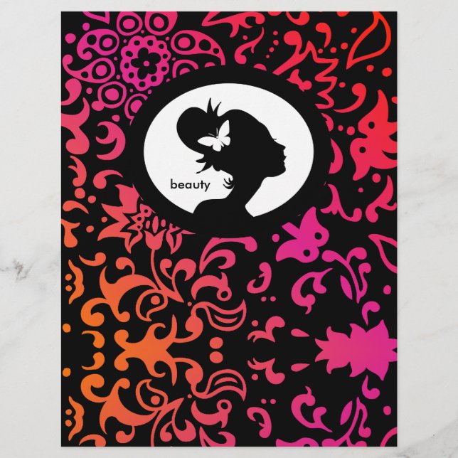 Flyer Salon Mariposa Mujer Silhouette Colorante (Frente)