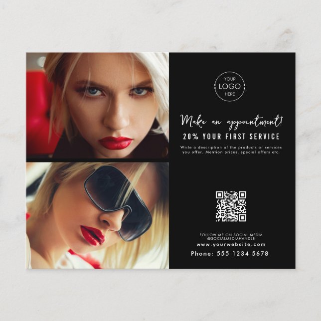 Flyer Salón Nombramiento Hair Makeup Nails logotipo de n (Frente)