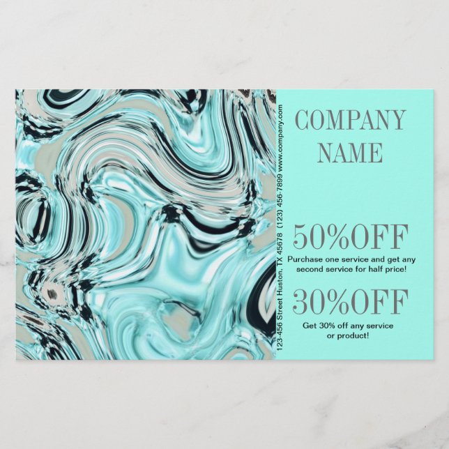 Flyer salón SPA abstracto acuarela azul (Frente)