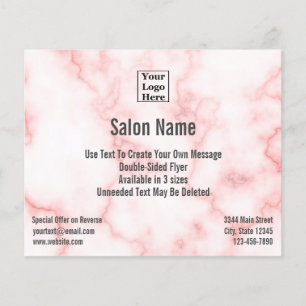 Flyer Salon Your Logo Here on Elegant Faux Pink Marble