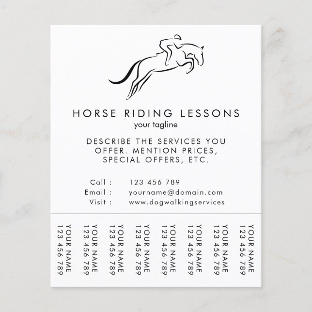 Flyer Saltando Caballo | Caballo | Entrenador de caballo (Frente)