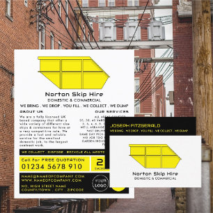 Flyer Salto amarillo, aviso de la empresa Skip/Dumpster