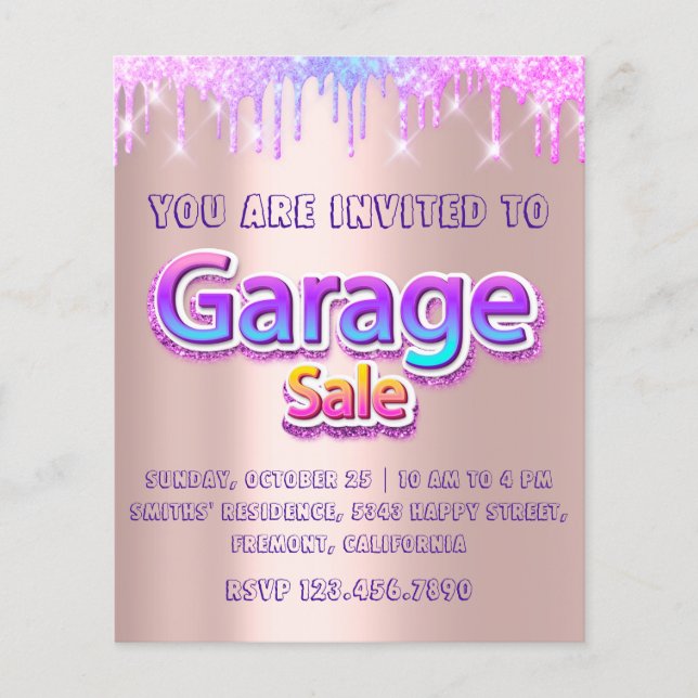 Flyer Salto de yard Sale Holograph Drips Pink (Frente)