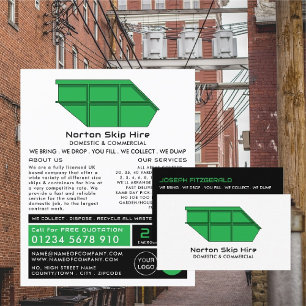 Flyer Salto verde, aviso de empresa de saltos/basureros