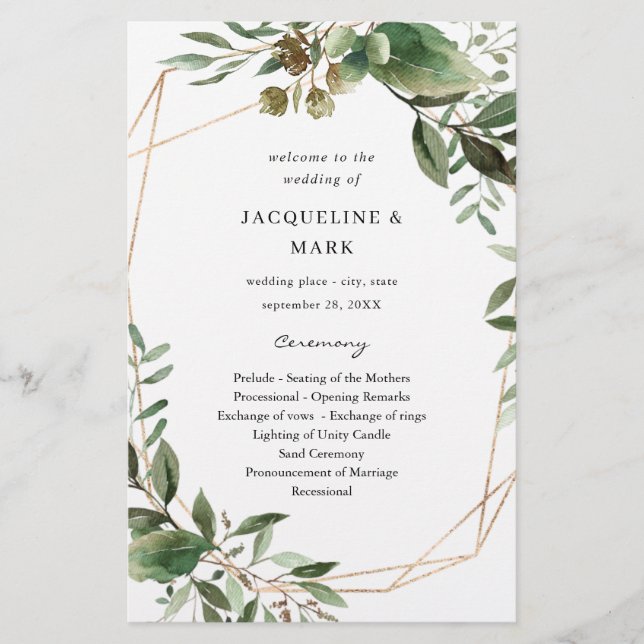 Flyer Saltos de presupuesto y Eucalyptus Gold Weddin Cer (Frente)