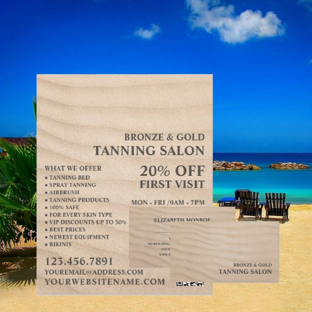 Flyer Sandy Beach, Tanning Salon Advertising (Subido por el creador)