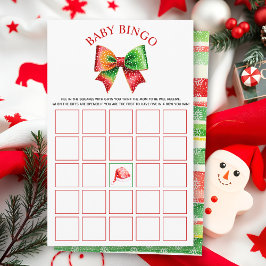 Flyer Santa Baby shower bow, Santa hat Baby Bingo game